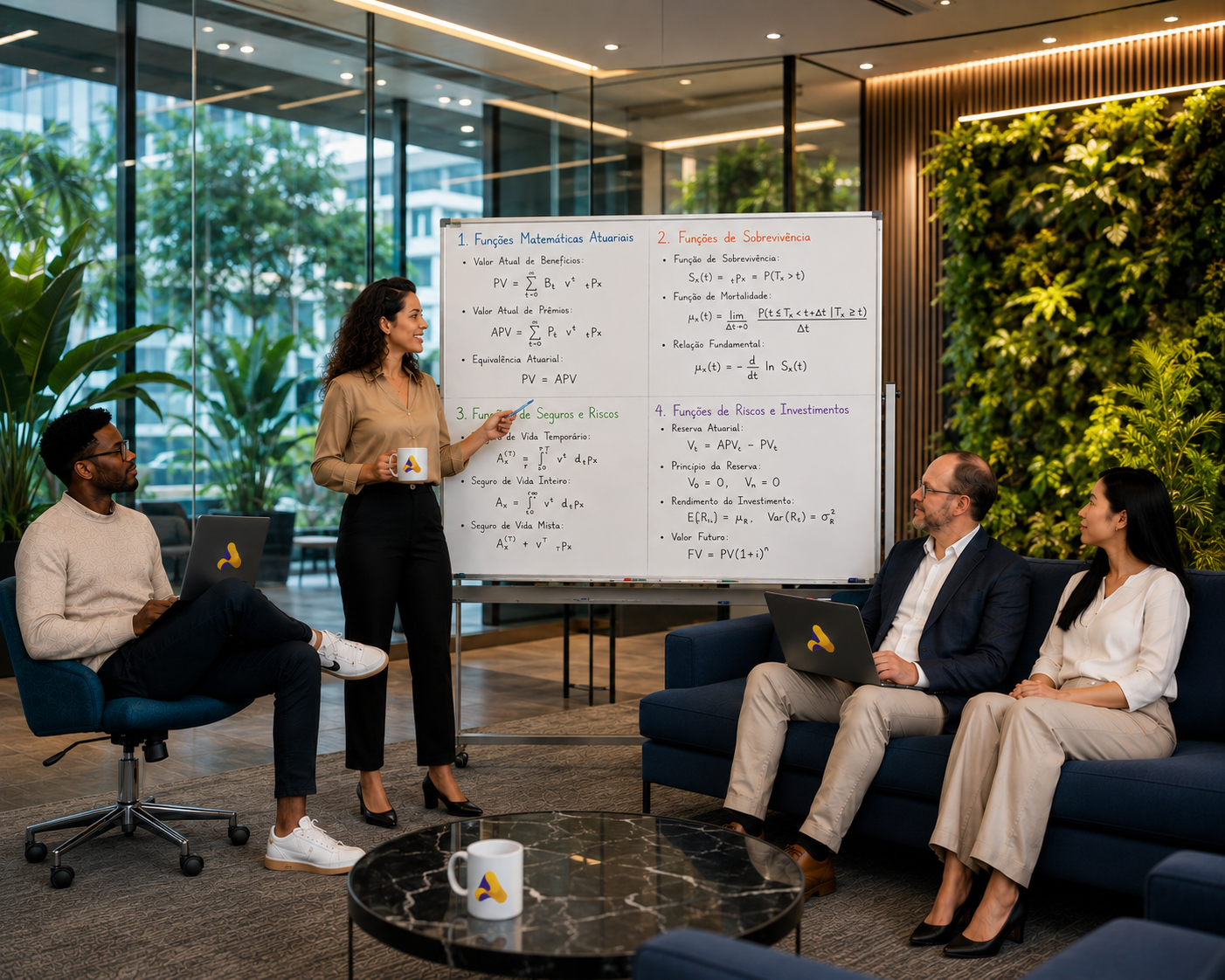 Reunião com apresentação de cálculos e modelos atuariais